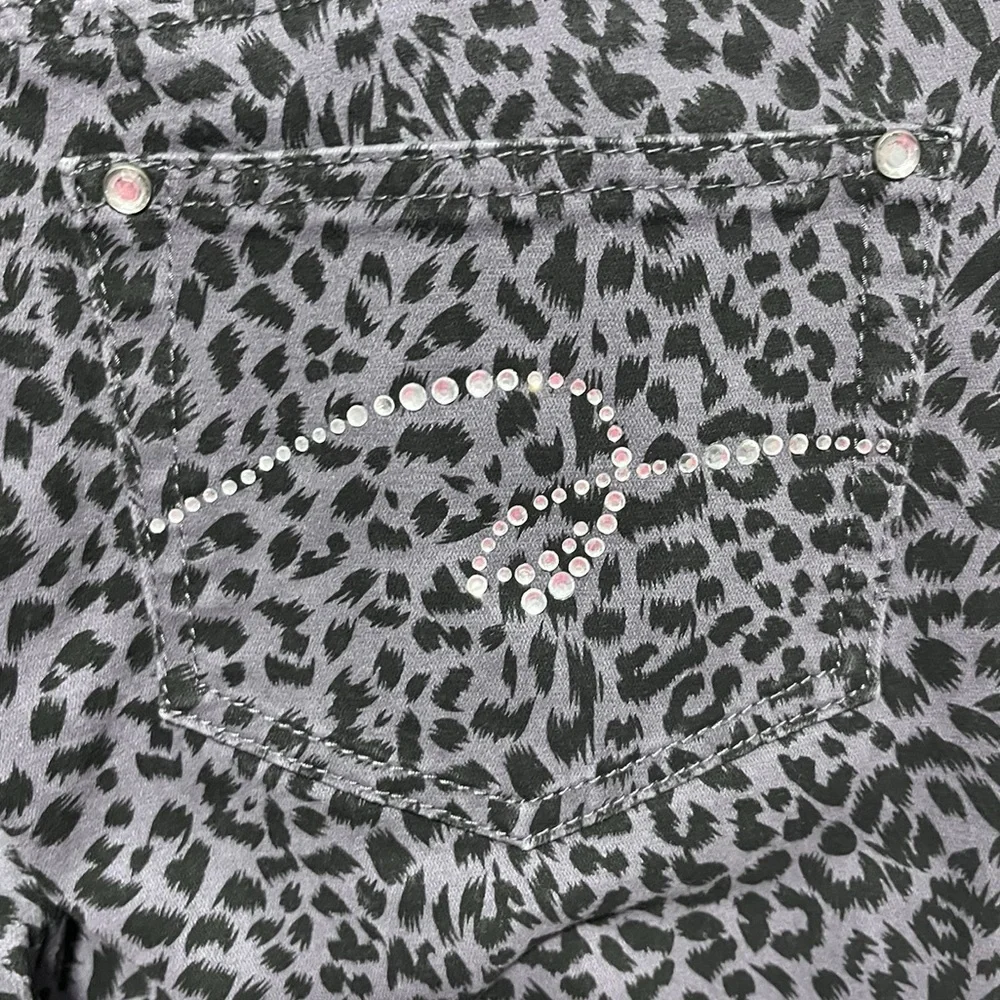 Justice Black and Gray Leopard Print Jeans